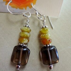 Smokey Quartz with Serpentine & Sterling Silver